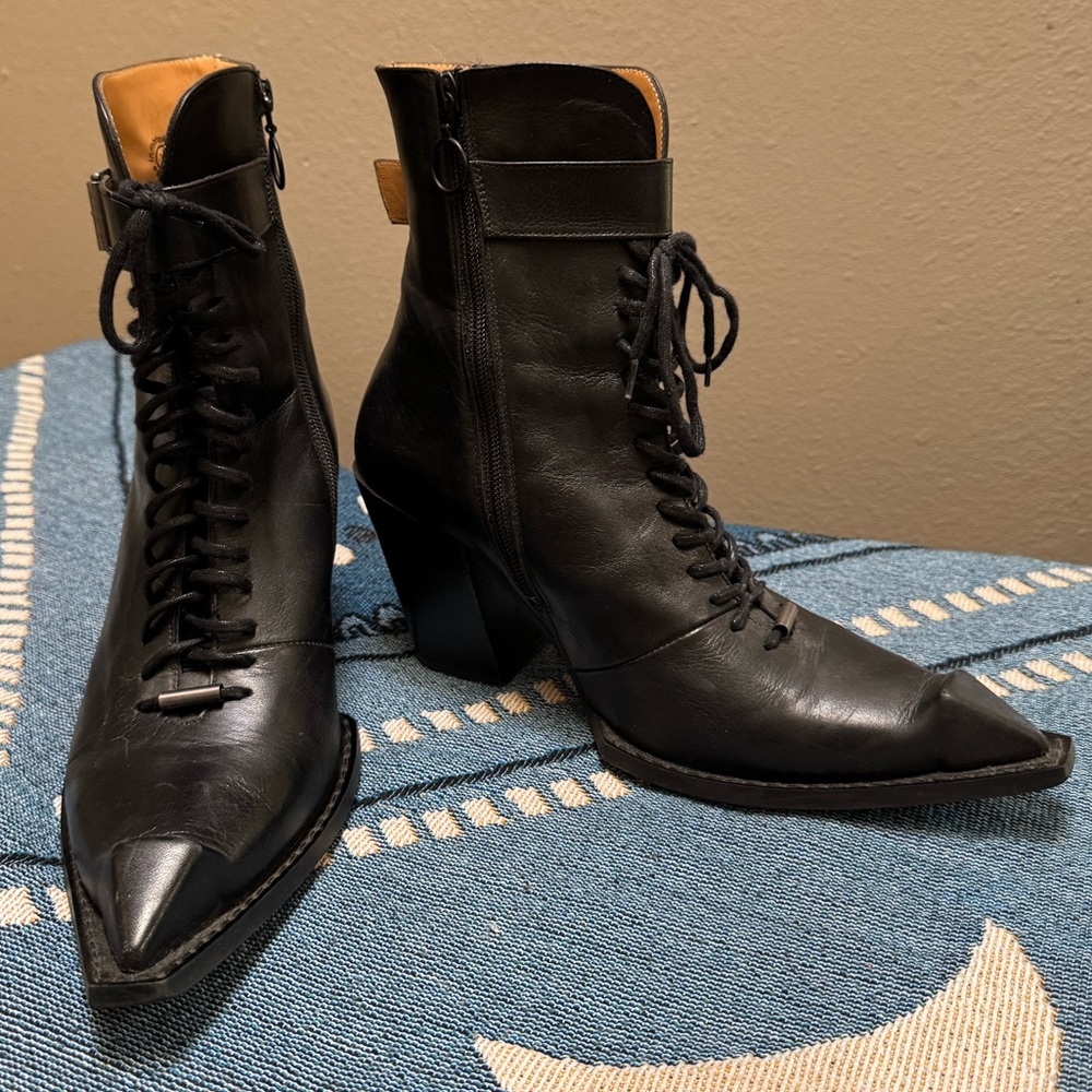 John Fluevog Swordfish Hi Cubist Cupcake Lace-up Ankle Boots